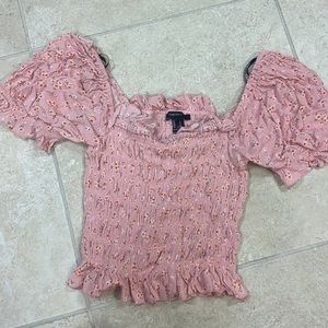Pink Floral Smocked Top